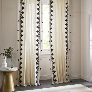 West Elm Embroidered Border Curtains, 2 Panels, 48"x84"